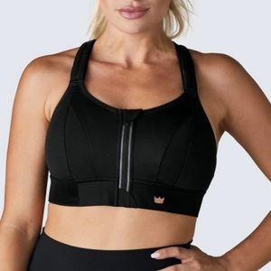 SHEFIT Ultimate Sports Black Bra Adjustable High Impact Front Zip 1 Luxe